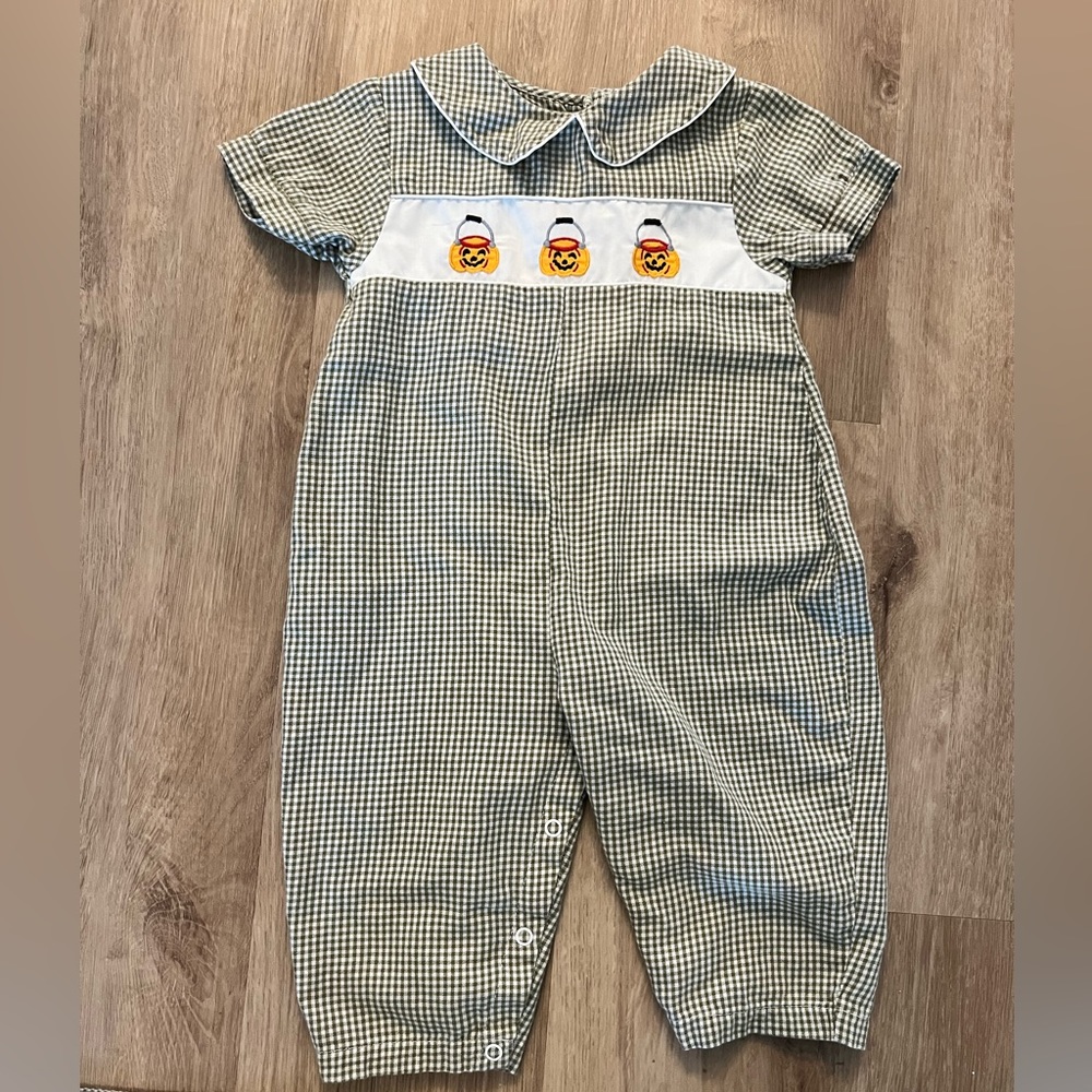 Boys Halloween Smocked Longall- 18M